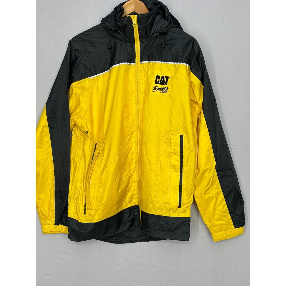 Viking‎ Windigo Windbreaker Jacket Mens Yellow Cat Racing Caterpillar Packable